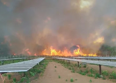 Incêndio ameaça parque de energia solar em São Miguel do Tapuio