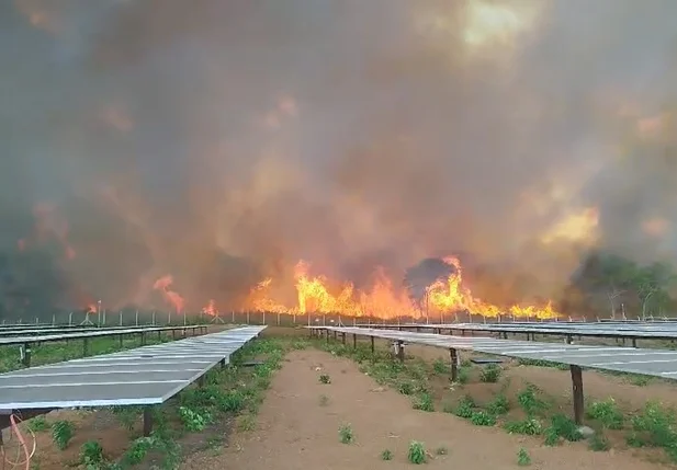 Incêndio ameaça parque de energia solar em São Miguel do Tapuio