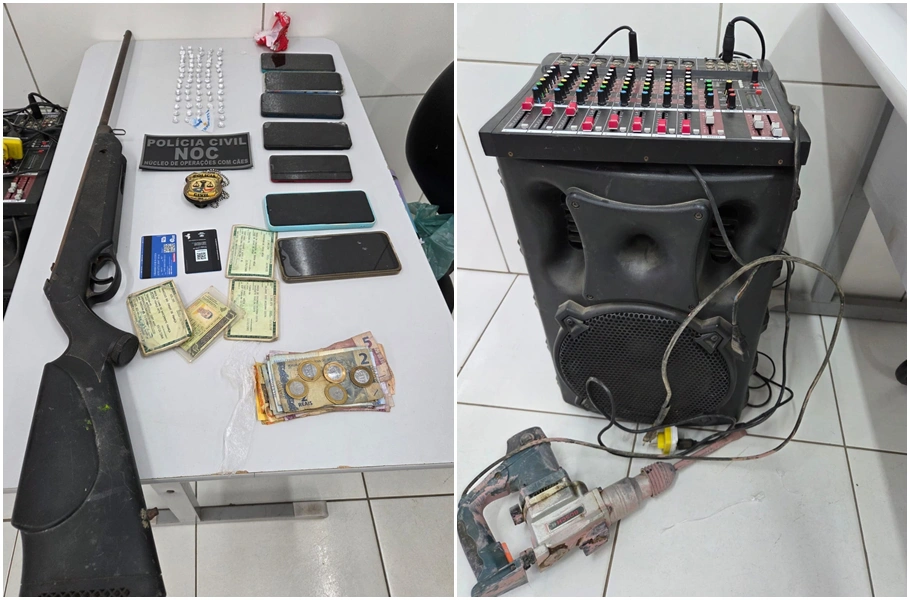 Material apreendido pela Polícia Civil