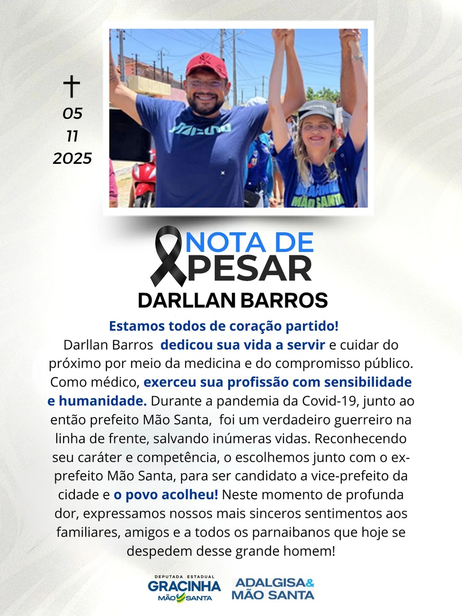 Nota da deputada Gracinha Mão Santa