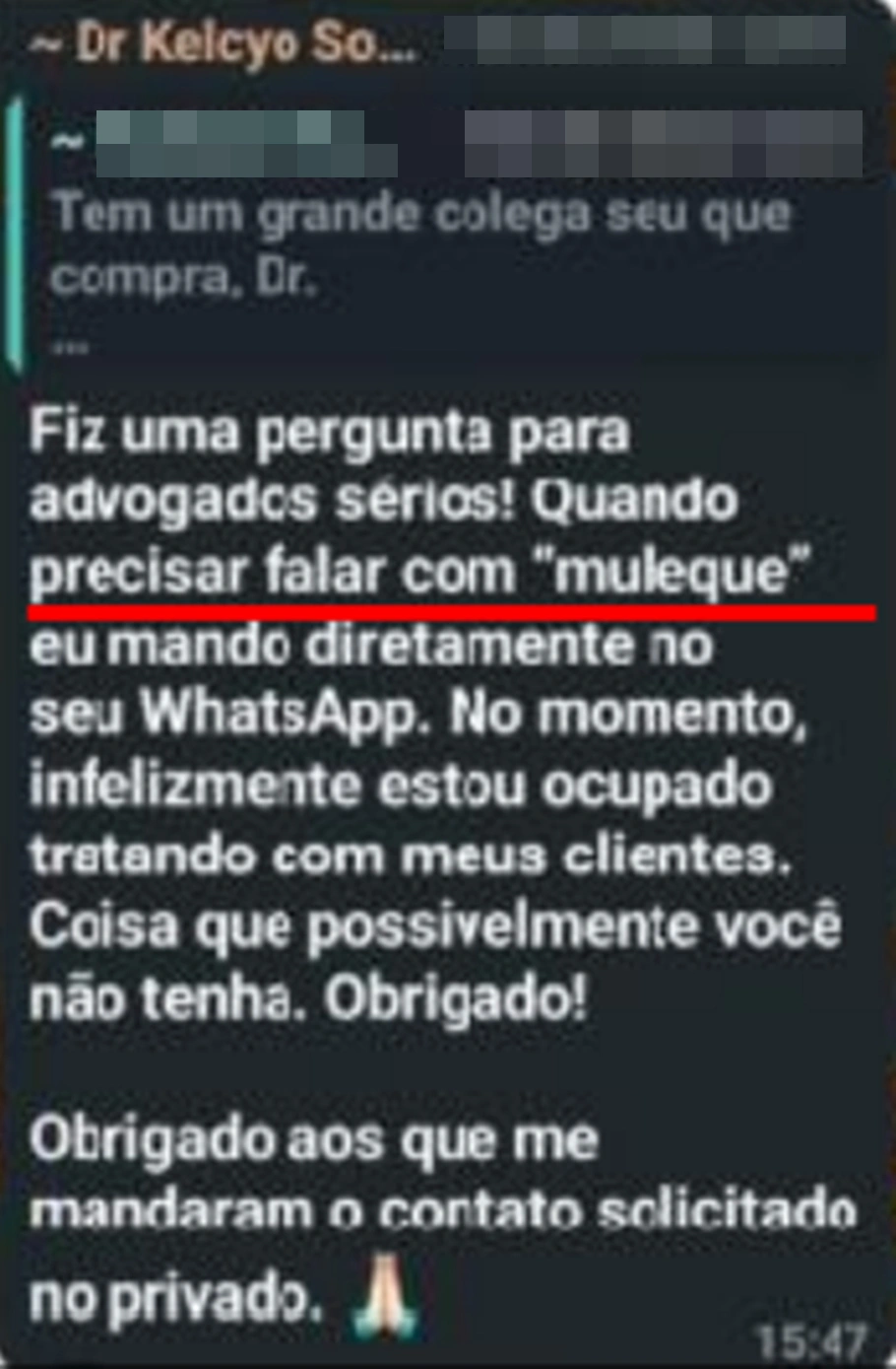 Ofensas direcionadas ao advogado Feitosa Júnior