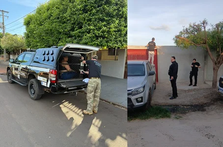 Polícia durante cumprimento do mandado de prisão em Geminiano