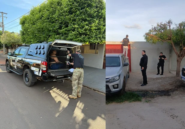 Polícia durante cumprimento do mandado de prisão em Geminiano