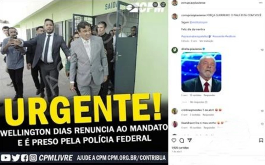 Post do perfil corrupção piauiense, que gerou investigação com indiciamento de Lucas Silva Santos