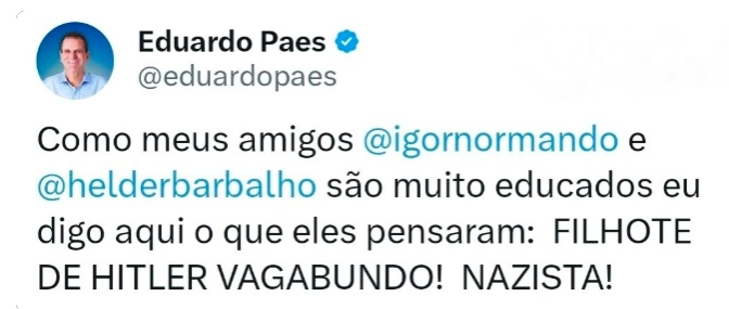 Postagem de Eduardo Paes