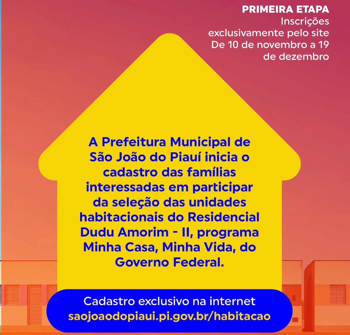Prefeitura de São João do Piauí inicia cadastro do Minha Casa, Minha Vida