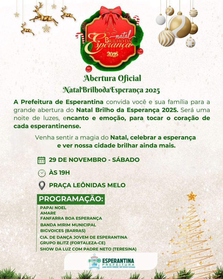 Programação do Natal Brilho da Esperança