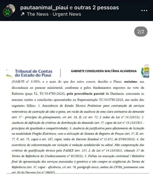 Trecho de decisão do TCE