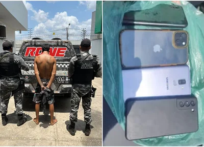 Um dos suspeitos preso e celulares recuperados em Teresina