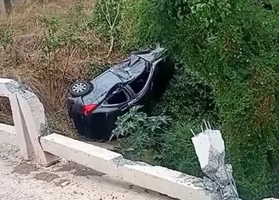 Veículo ficou destruído após cair de ponte em Timon
