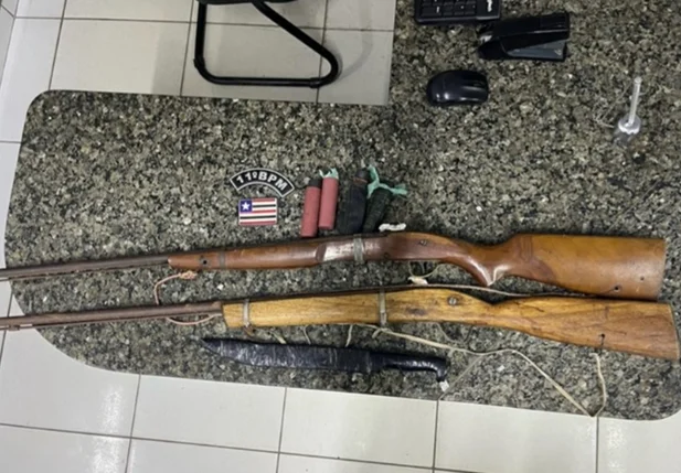Armas de fogo apreendidas pela PM em Parnarama