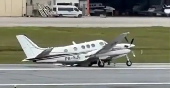 Avião tombou durante pouso em pista do Aeroporto da Pampulha