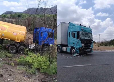 Caminhão carregado de gasolina tombou na BR 316