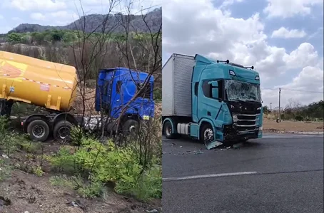 Caminhão carregado de gasolina tombou na BR 316