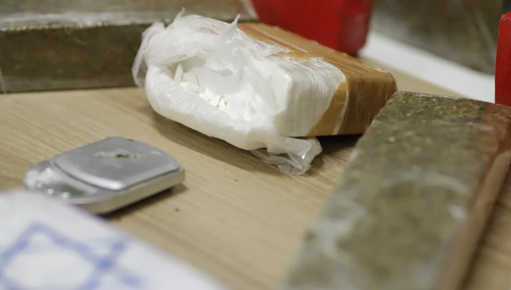 Cocaína apreendida pelos policiais