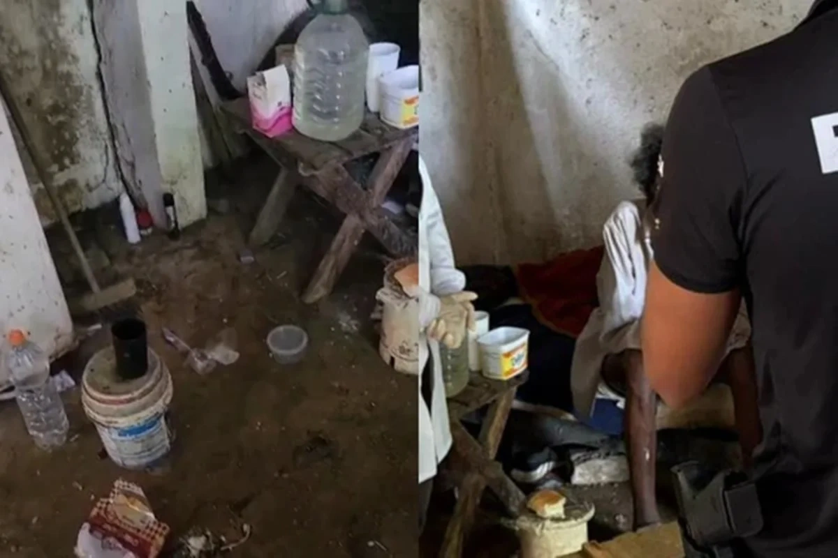 Condições do local em que o idoso era mantido na Bahia.