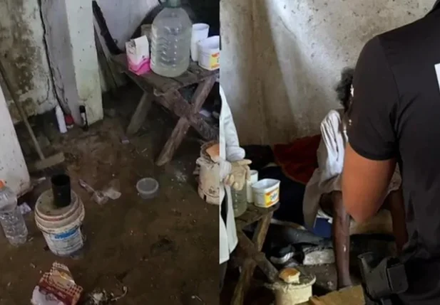 Condições do local em que o idoso era mantido na Bahia.