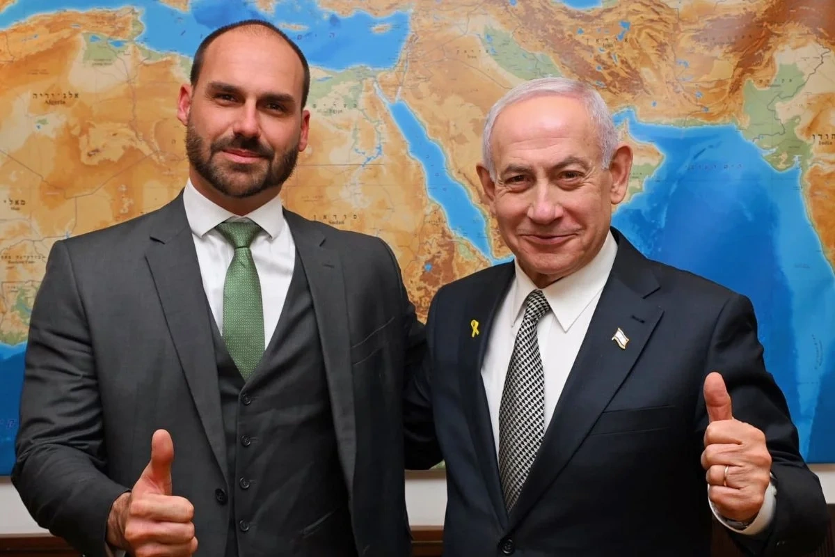 Deputado Eduardo Bolsonaro e o primeiro-ministro Netanyahu