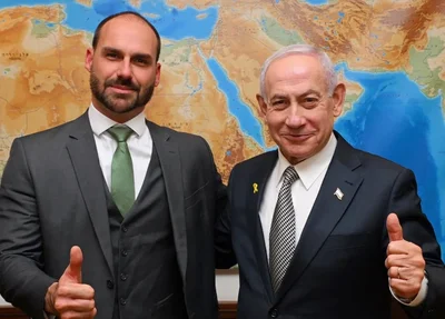 Deputado Eduardo Bolsonaro e o primeiro-ministro Netanyahu