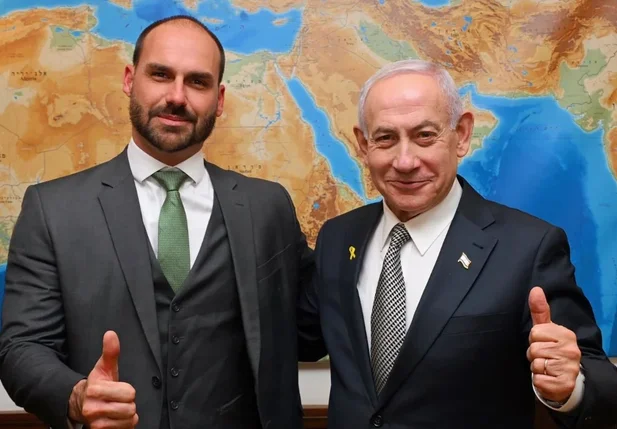 Deputado Eduardo Bolsonaro e o primeiro-ministro Netanyahu