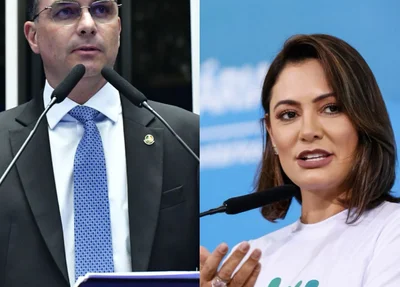 Flávio Bolsonaro e Michelle Bolsonaro