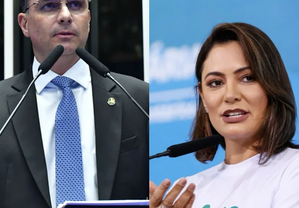 Flávio Bolsonaro e Michelle Bolsonaro