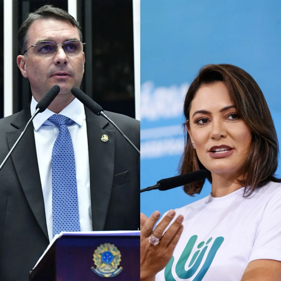Flávio Bolsonaro e Michelle Bolsonaro