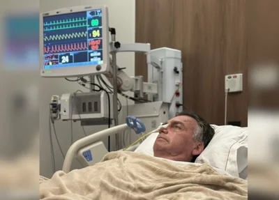 Imagem compartilhada por Carlos Bolsonaro após a cirurgia do pai.