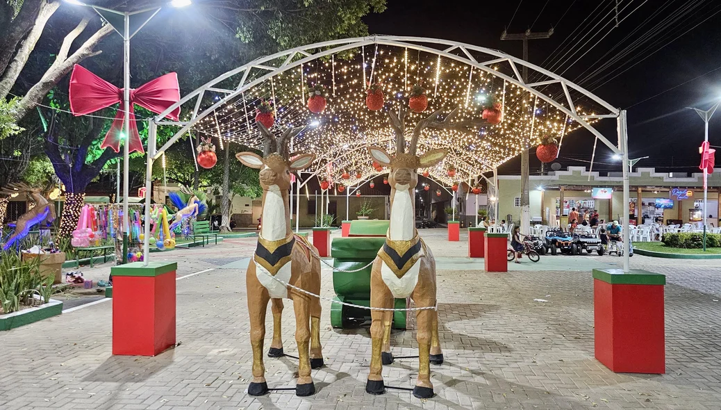 Luzes, cores e símbolos natalinos na cidade