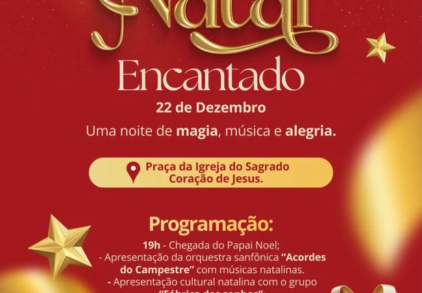Natal Encantado leva magia, música e diversão para Dom Inocêncio nesta segunda-feira