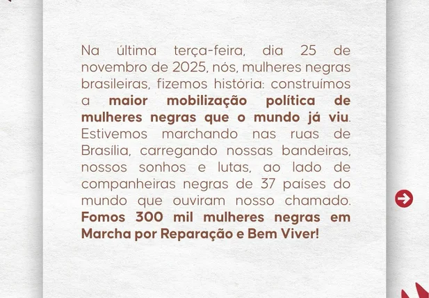 Nota oficial do Comitê Nacional da Marcha das Mulheres Negras por Reparação e Bem Viver