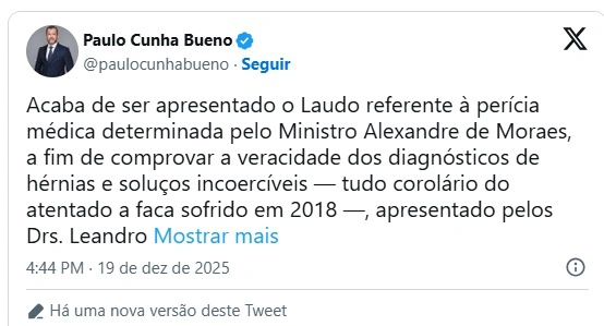Tweet do advogado Paulo Cunha