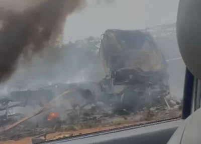 Veículo explodiu após sair da pista na PI 247
