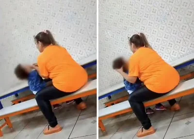 A mulher que aparece no vídeo é dona da Escola de Educação Infantil Alegria de Saber