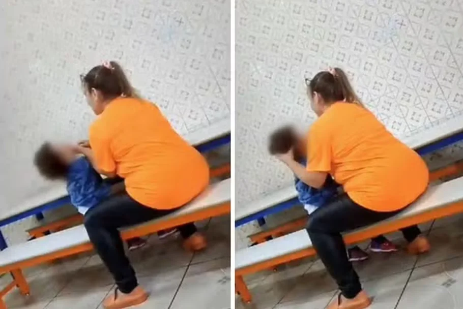A mulher que aparece no vídeo é dona da Escola de Educação Infantil Alegria de Saber