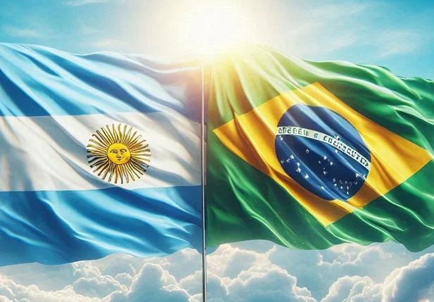 Bandeiras da Argentina e Brasil