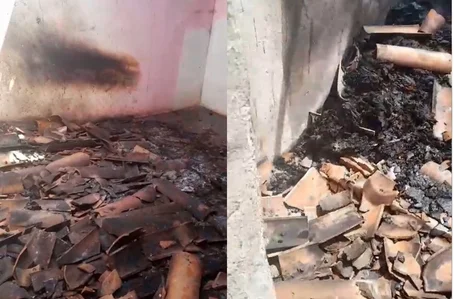 Casa ficou completamente destruída após ser incendiada em Caldeirão Grande do Piauí