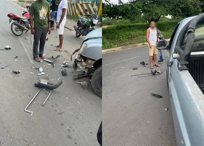 Motociclista ficou ferido após colisão frontal com caminhonete