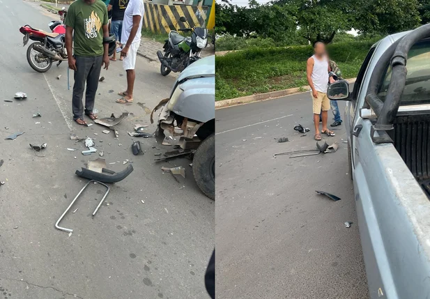 Motociclista ficou ferido após colisão frontal com caminhonete