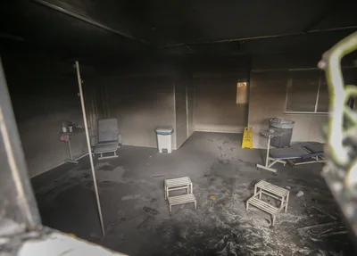 Situação da sala após o princípio de incêndio