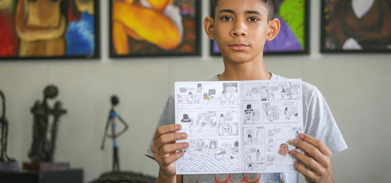 Aluno Guilherme Henry, de apenas 13 anos