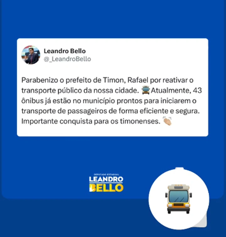 Deputado parabenizou prefeito de Timon pela retomada do transporte público