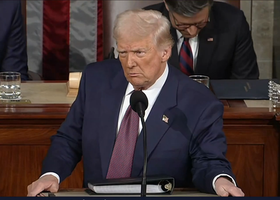 Donald J. Trump, presidente dos Estados Unidos da América, durante discurso no Congresso estadunidense, na madrugada desta quarta-feira (05)