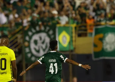 Estêvão marcou dois gols para o Palmeiras