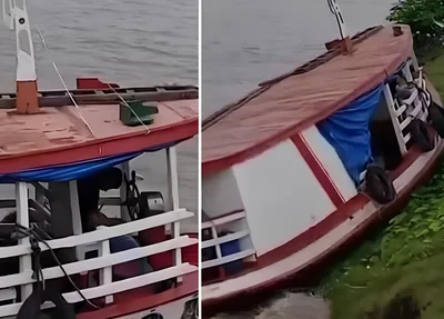 O barco colidiu com um barranco em um trecho do Rio Paraná, na região de Novo Remanso
