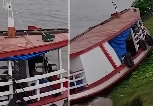O barco colidiu com um barranco em um trecho do Rio Paraná, na região de Novo Remanso