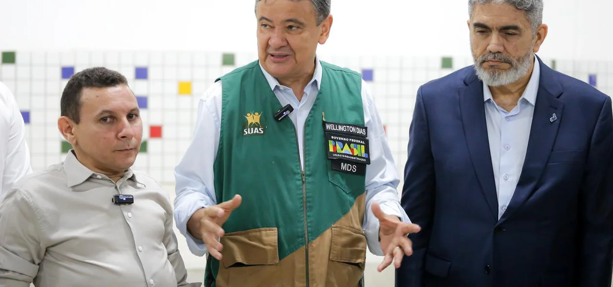 Wellington Dias, secretário Mauro Eduardo e secretário Antônio Luiz