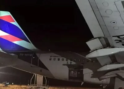 Aeronave ultrapassa a pista durante aterrissagem em Chapecó e para no gramado