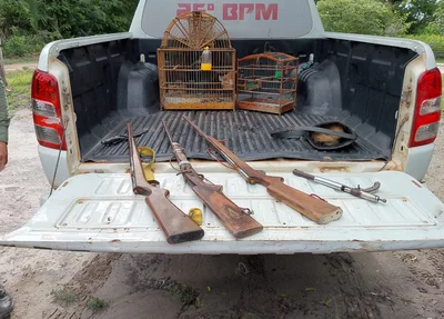 Armas de fogo e armas apreendidas em São João do Arraial