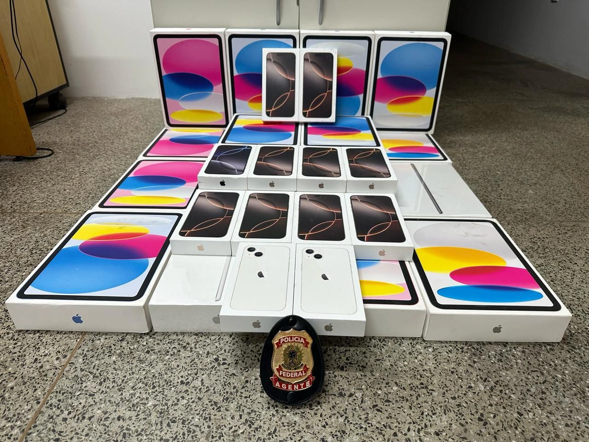 Celulares e tablets da Apple apreendidos pela Polícia Federal em Teresina